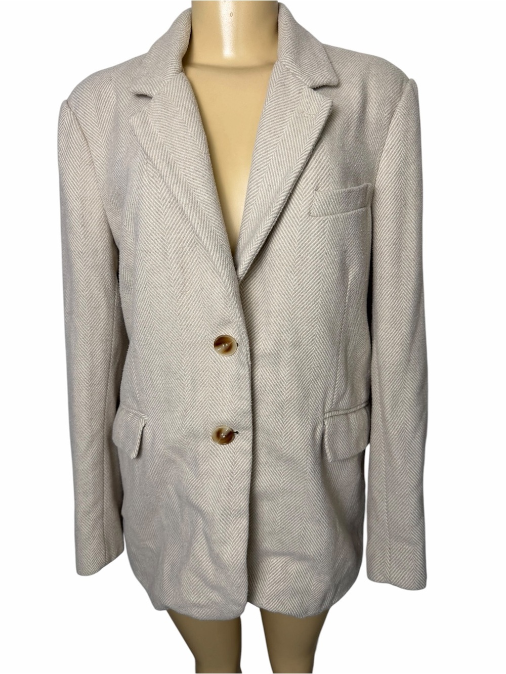 ASTR the Label chevron cream tan oversized Wool Blend blazer size small